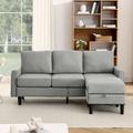 Ebern Designs 74.8" Linen Square Arm Sofa Linen in Gray | 33.5 H x 74.8 W x 28 D in | Wayfair B57FA310510142AE886C5DC5D8408D4C