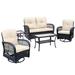 Red Barrel Studio® Eckehardt 4 - Person Outdoor Seating Group w/ Cushions, Rattan in Brown | Wayfair 82C108B7F39C41FA83A156A2D31EDE5D