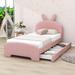 Zoomie Kids Sache Twin Platform Bed w/ 2 Drawers Wood & Upholstered/ in Pink | 46.1 H x 44.5 W x 81.5 D in | Wayfair