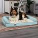 FurHaven Plush Faux Fur & Diamond Print Nest-Top Sofa Pet Bed Metal in Blue | 6.5 H x 30 W x 20 D in | Wayfair 57536319