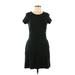 Ann Taylor LOFT Casual Dress - A-Line Scoop Neck Short sleeves: Black Print Dresses - Women's Size 6 Petite