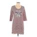 Tommy Hilfiger Casual Dress - Mini Scoop Neck 3/4 sleeves: White Stripes Dresses - Women's Size Large
