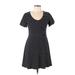 Angie Casual Dress - Mini Scoop Neck Short sleeves: Black Print Dresses - Women's Size Medium