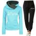 Women s 2 Piece Sets / Heart Rate Pet Print Sports Hoodie Hoodie Pant Casual Sweatsuits Fall Winter Sweatsuits Tracksuit Blue L