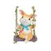 Biekopu Outdoor Decor Resin Swing Rabbit/Cat/Deer Garden Statue Landscape Hanging Decoration Animal Hammock Statue