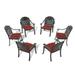 Black Stackable Modern Patio Dining Armchair with Cushion In Random Colors (6-Pieces)