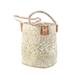 Multifunction Handmade Seagrass Braided Basket Flower Pot Desktop Storage Box Woven Laundry Basket(White Big)