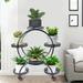 YIYIBYUS 6 Tier Metal Flower Pot Holder Display Plant Stand W/ Wheels Indoor Outdoor Iron Corner Planter Rack for Garden Balcony