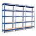 Costway 3PCS 5-Tier Metal Storage Shelves 60 Adjustable Shelves Blue