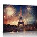 Eiffel Tower Night Show - Canvas Poster Picture Art Print Canvas Wall Home Living Room Decor Boys Women Gift 16x12inch