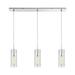 Swirl 3-Light Linear Pendant Fixture in Polished Chrome with Clear Etched Glass