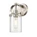 Innovations Lighting Pilaster II Cylinder - 1 Light 7 Wall-Mounted Sconce Satin Nickel/Seedy