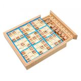 Wooden Sudoku Board Sudoku Chess Toy Brain Teaser Portable Math Toy for Kids Blue
