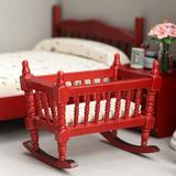 Xinhuadsh 1:12 Dollhouse Cradle High Saturation Decorating Simulated Handmade Good Craftsmanship Realistic Creative Dollhouse Miniature Wooden Nursery Cradle for Scene Props