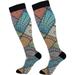 bestwell Mandala Compression Socks Women Men Long Stocking (20-30mmHg) Travel Knee High Stockings for Athletic Sports Running Cycling Nursing (21-22) (20-30mmHg)