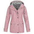 snowsong Jackets for Women Rain Jacket Women Women Raincoat Solid Color Hooded Jacket Windproof Outdoor Coat Plus Women s Coat Winter Jackets for Women Coats for Women Pink 3XL