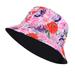 Manxivoo Bucket Hat Unisex Print Double Side Wear Reversible Bucket Hat Trendy Cotton Twill Canvas Sun Fishing Hat Fashion Cap Bucket Hats for Woman Pink One Size