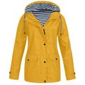 snowsong Jackets for Women Rain Jacket Women Women Raincoat Solid Color Hooded Jacket Windproof Outdoor Coat Plus Women s Coat Winter Jackets for Women Coats for Women Yellow XXL