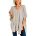 snowsong Womens Sweaters Womens Fall Tops Women s Solid Color Pullover V Neck Sweater Stripe Knit Fashion Poncho Cape V Neck Loose Sweater Sweater Sweaters For Women Grey XL