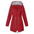 snowsong Womens Jacket Rain Jacket Women Womenâ€™S Solid Color Raincoat Jacket Hooded Outdoor Rain Windproof Jacket Women s Coat Winter Jackets for Women Coats for Women Red L