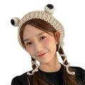 Manxivoo Winter Hat Frog Bucket Hat Panama Fishing Hat Cartoon Cute Hats for Women Men Bob Chapeau Outdoor Sun Fisherman Caps Beanie Hats for Women Beige M