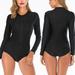 Women Long Sleeve Rash Guard UV UPF 50+ Sun Protection Zipper Swimsuit Swimwear Swimming Surfing Diving Suit