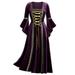 Floleo Women s All Saints Day Dresses Vintage Plus Size Dress Clearance Square Collar Patchwork Bandage Sleeve Robe
