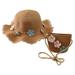 WOXINDA Big Girl Knits Kids Children Girls Flower Lovely Sunshade Hat Straw Beach Sun Hat + Straw Bag