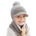 ZMHEGW Toddler Baby Winter Hat Knitted Thick Warm Thermal Windproof Ski Cycling Earflap Hood Skull Caps Kids Scarf Hat 2 Pompom Hat Tie Hats Baby Cap Boys Boy Hat 5t Cap Winter Kids Beach Hat