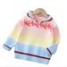Esaierr Baby Toddler Girls Hooded Sweater Long Sleeve Knitted Pullover Sweater Bottom Shirt Rainbow Colour Casual Autumn Winter Woolen Sweater for 2-5Y