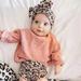 LYCAQL Girls Clothes Outfit Toddler Children Kids Baby Girls Long Sleeve Letter Sweatshirt Blouse Tops Leopard (Pink 12-18 Months)