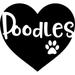 Love Poodles Heart Paw Print Dog Wall Decals for Walls Peel and Stick wall art murals Black Medium 18 Inch
