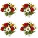 Admired By Nature 14 Stems Artificial Gerbera Daisy Marigold Acorn Flowers Bush Home Office Wedding Thanksgiving Cemetery Flowers for Grave Fall Floral Arrangements Decoration 4 Units Cream/Rust Mix