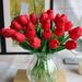 SHINE-CO LIGHTING Artificial PU Real Touch Tulips 10 Pcs Flowers Arrangement Bouquet for Home Office Wedding Decoration (Red)