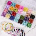 1960Pcs Bracelet Beads Kit with Storage Box 28 Colors Beads Making Kit DIY Craft Beads Set 6mm Jewellery Beads Kit Bright Color Jewelry Making Kit Portable for Women Adult Teen Girls DIY Lovers