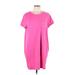 Gap Casual Dress - Mini Crew Neck Short sleeves: Pink Solid Dresses - Women's Size Large