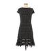 Joseph Ribkoff Casual Dress - A-Line High Neck Short sleeves: Black Print Dresses - Women's Size 8