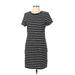 Old Navy Casual Dress - Sheath Crew Neck Short sleeves: Black Stripes Dresses - Women's Size Large