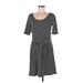 Lands' End Casual Dress - A-Line Scoop Neck Short sleeves: Black Dresses - Women's Size 6