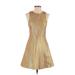 Rag & Bone Cocktail Dress - A-Line Crew Neck Sleeveless: Tan Print Dresses - Women's Size 2