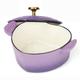 Small Cooking Pot, Cast Iron Pot with Lid, Enamelled Cast Iron Pot, Heart-Shaped Casserole Dish 1.9L Multi-Functional Enameled Cast Iron Pan with Lid, Non-Stick Pot,Purple