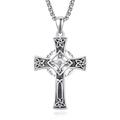 April Birthstone Cross Necklace Sterling Silver Celtic Cross Necklace for Men Garnet Cross Pendant Necklace Irish Jewellery April Birthstone Gifts for Men