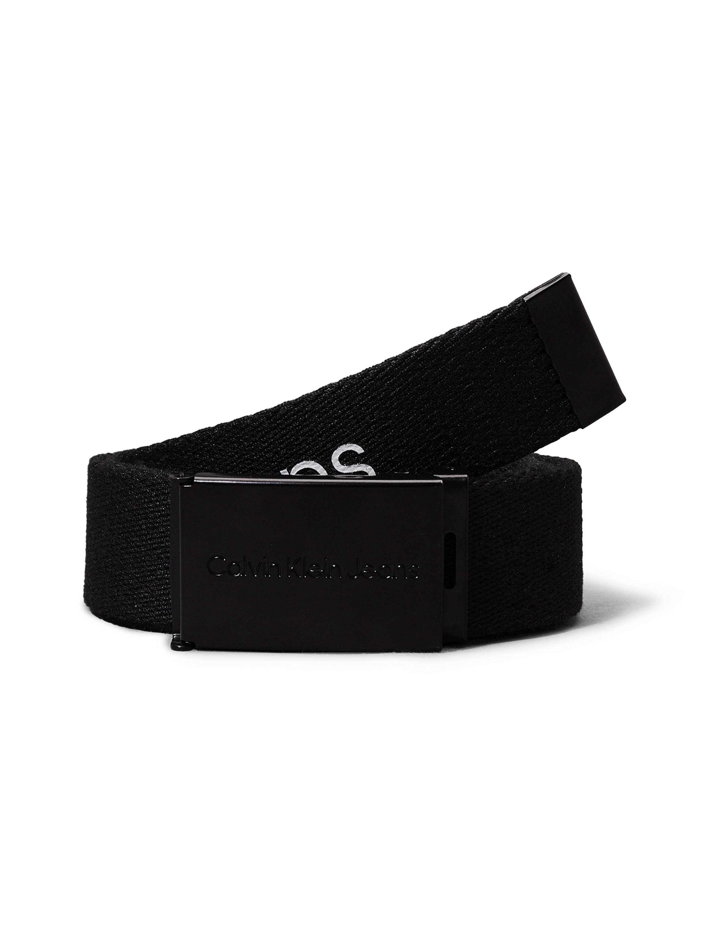 Koppelgürtel CALVIN KLEIN JEANS "CANVAS LOGO METALLIC BUCKLE BELT", Baby, Gr. L/XL, schwarz (ck schwarz), Web, Kunstfaser, unifarben, Casual, Gürtel, für Kinder bis 16 Jahre Image