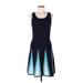 Catherine Casual Dress - A-Line Scoop Neck Sleeveless: Blue Color Block Dresses - Women's Size Medium