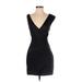 Factory by Erik Hart Cocktail Dress - Party V Neck Sleeveless: Black Solid Dresses - Women's Size 2