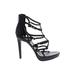 Vince Camuto Heels: Gladiator Platform Cocktail Party Black Print Shoes - Women's Size 7 1/2 - Open Toe