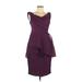 Lela Rose Cocktail Dress - Party V-Neck Sleeveless: Purple Print Dresses - Women's Size 6