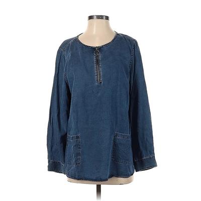 Soft Surroundings Long Sleeve Blouse: Blue Tops - Women's Size P