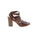 Madden Girl Heels: Brown Print Shoes - Women's Size 9 - Open Toe