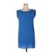 Bisou Bisou Casual Dress - Shift: Blue Print Dresses - Women's Size 14